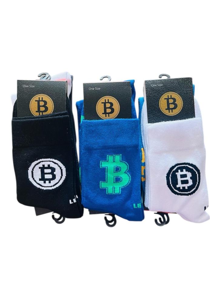 Sosete barbatesti ,Imprimeu Bitcoin,Culoare Diversificata,Engros